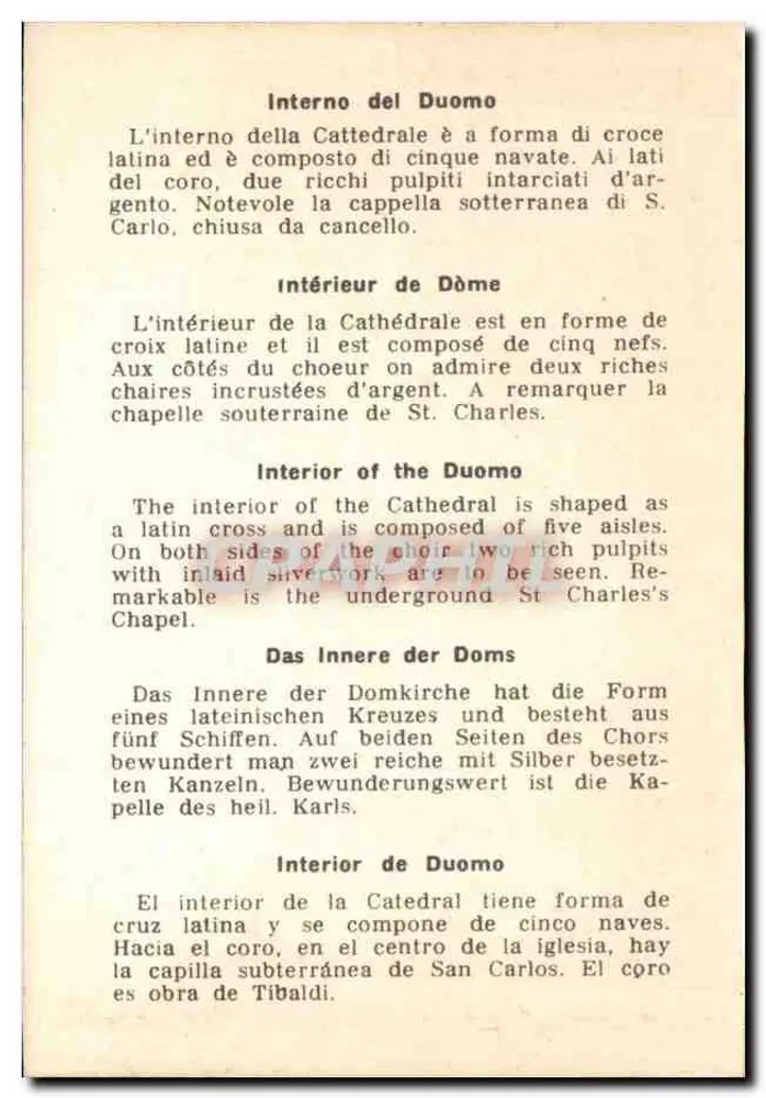 Interior da catedral — vista do coro com dois púlpitos em prata — editor não visível - Verso