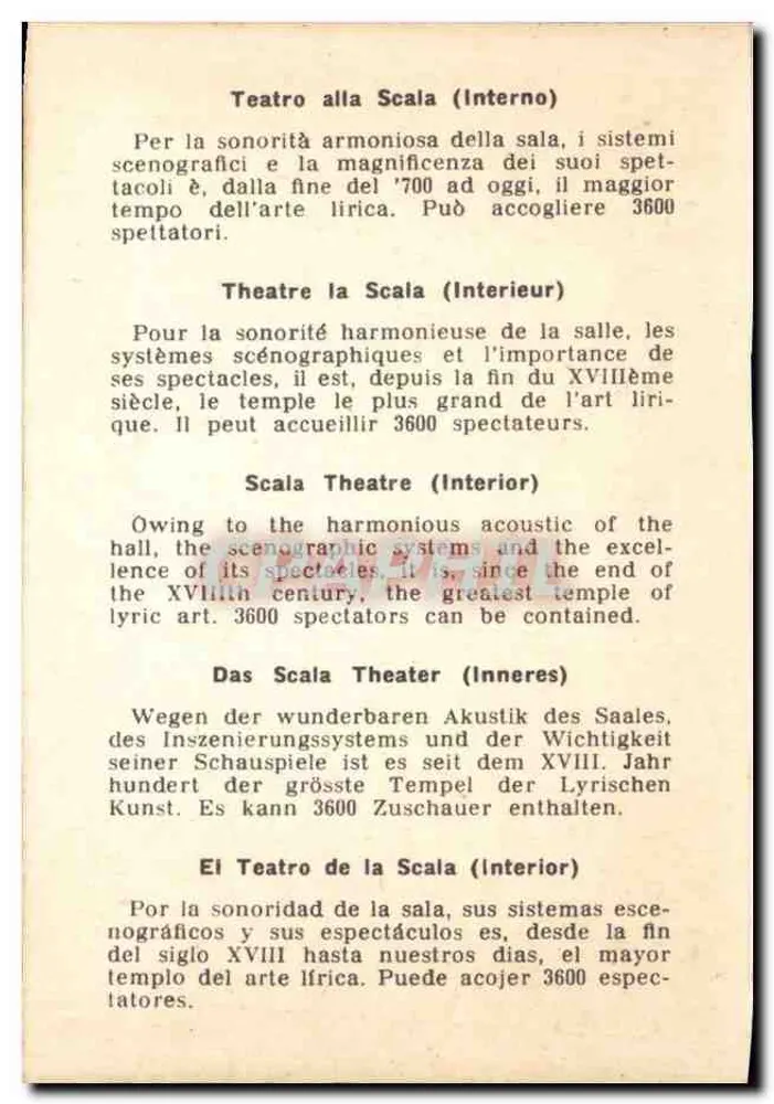 Teatro alla Scala — Interior — Editor desconhecido, número de série não visível - Verso