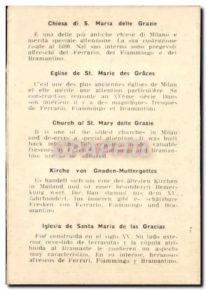 Interior da Igreja de S. Maria delle Grazie — Milão — número de série não visível - Verso