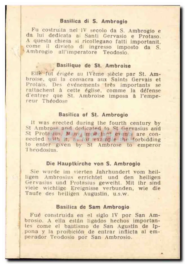 Basílica de S. Ambrogio — editor não visível — número de série não visível - Verso