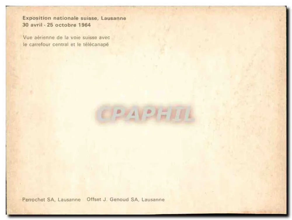 Schweizerische Nationalausstellung — Lausanne — Offset J. Genoud SA, Lausanne - Rückseite