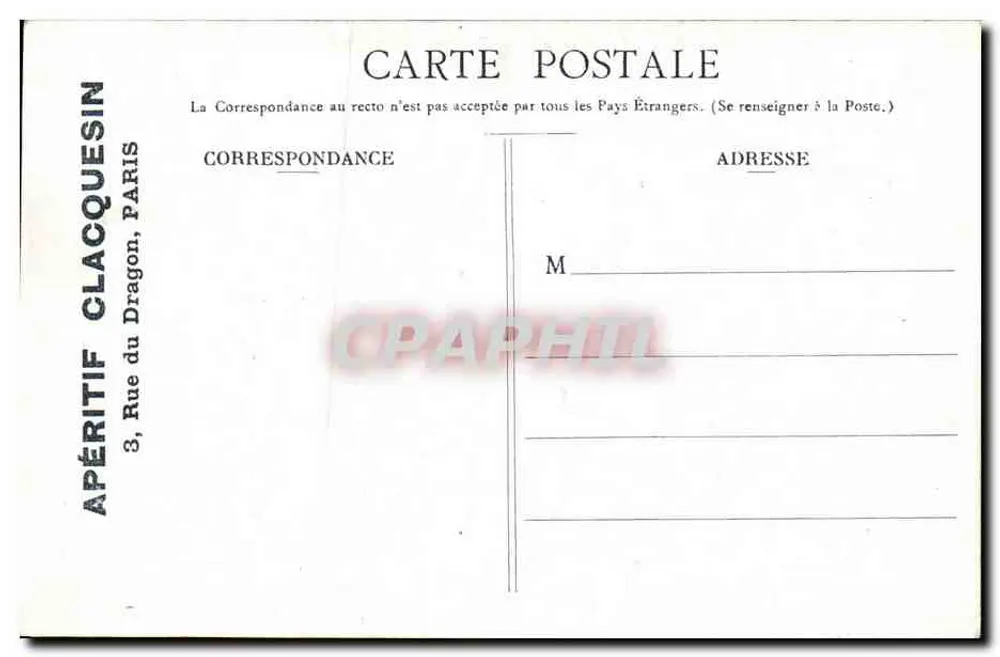 Porta Saint-Martin — Paris — editor Apéritif Clacquesin, número de série não visível - Verso