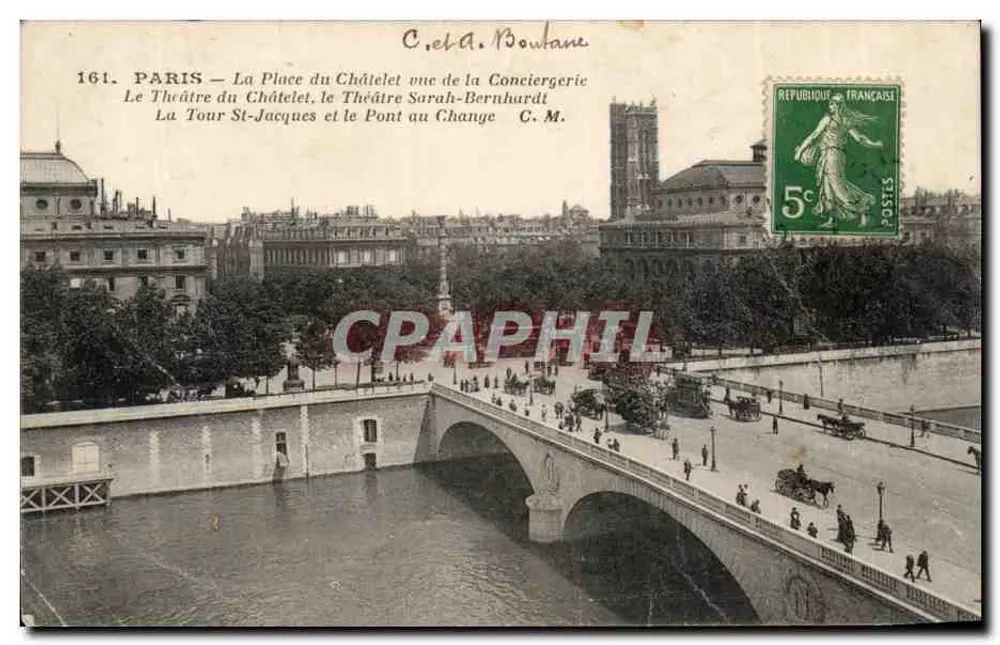 Paris — La Place du Châtelet vue de la Conciergerie — C. M. — n° 161 - Vorderseite