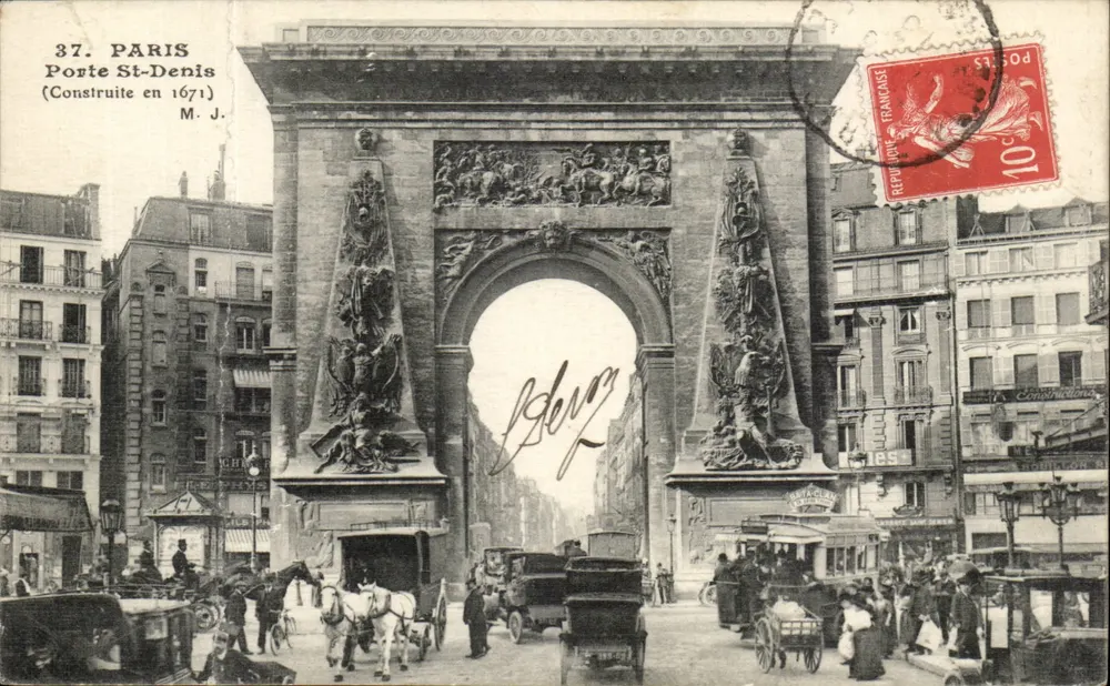Paris - Porta Saint-Denis — Construída em 1671 — M. J. - Frente