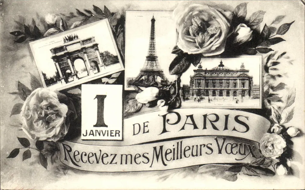 Paris — Boas-vindas do Ano Novo — editor não visível - Frente