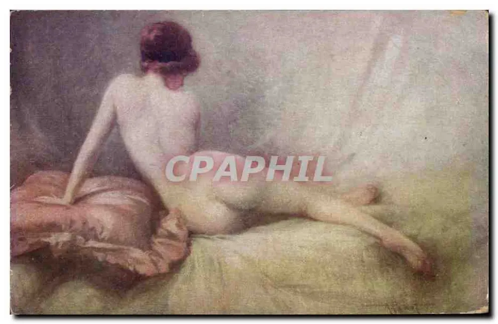 Nackte Frau sitzend — intime Szene — Verleger A. Penot, Paris - Vorderseite