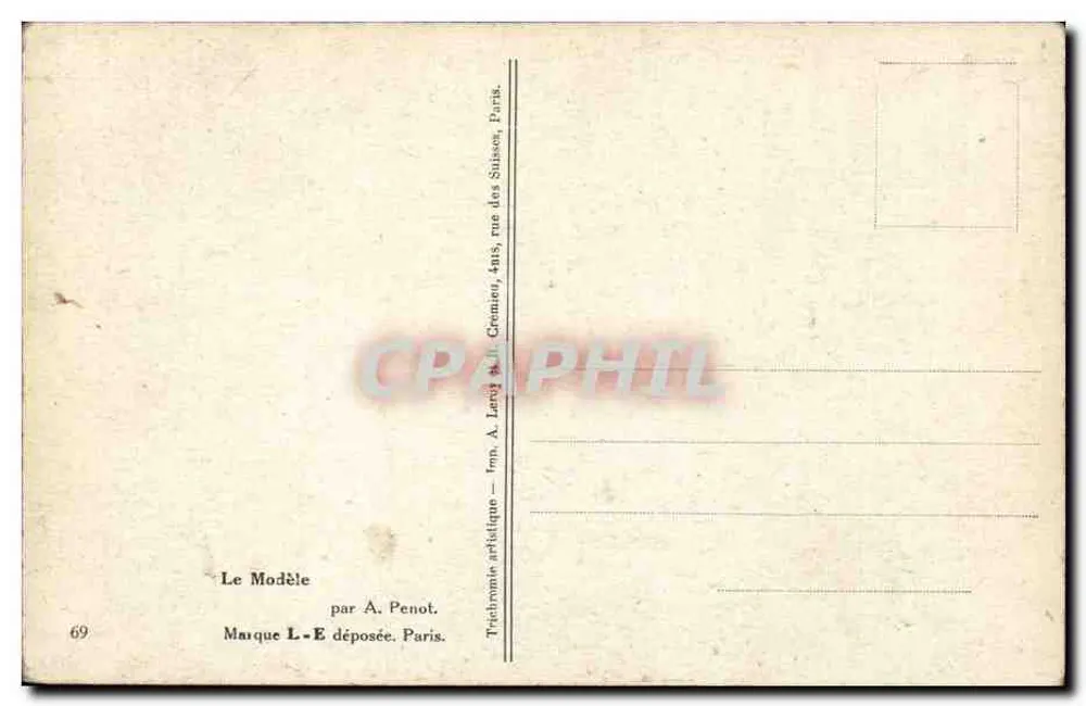 Nackte Frau sitzend — intime Szene — Verleger A. Penot, Paris - Rückseite