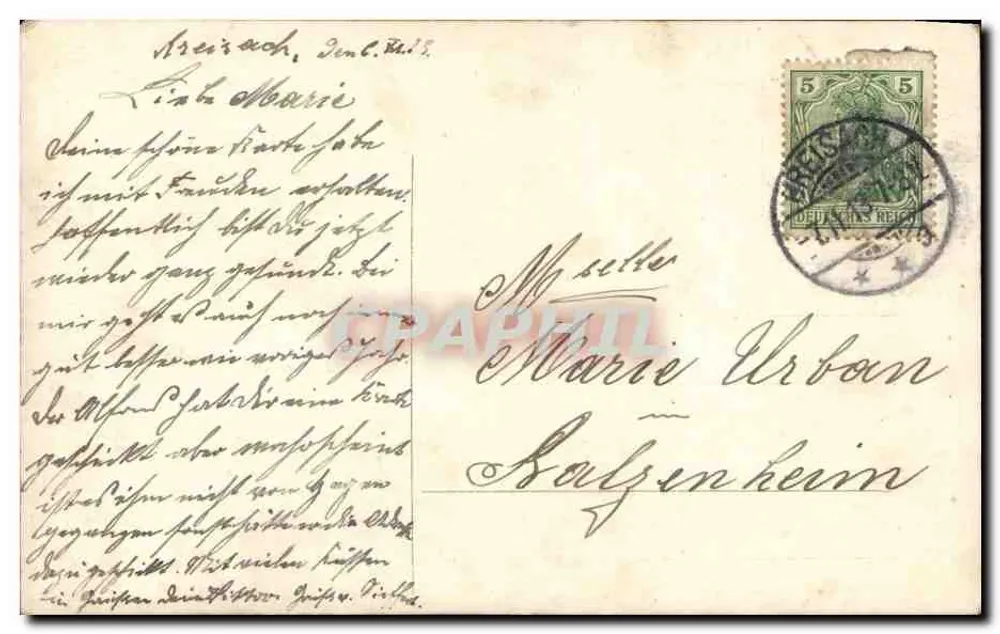 Junges Paar und allein stehende Frau am Ufer eines Sees — H.W.B. 375-1 - Rückseite