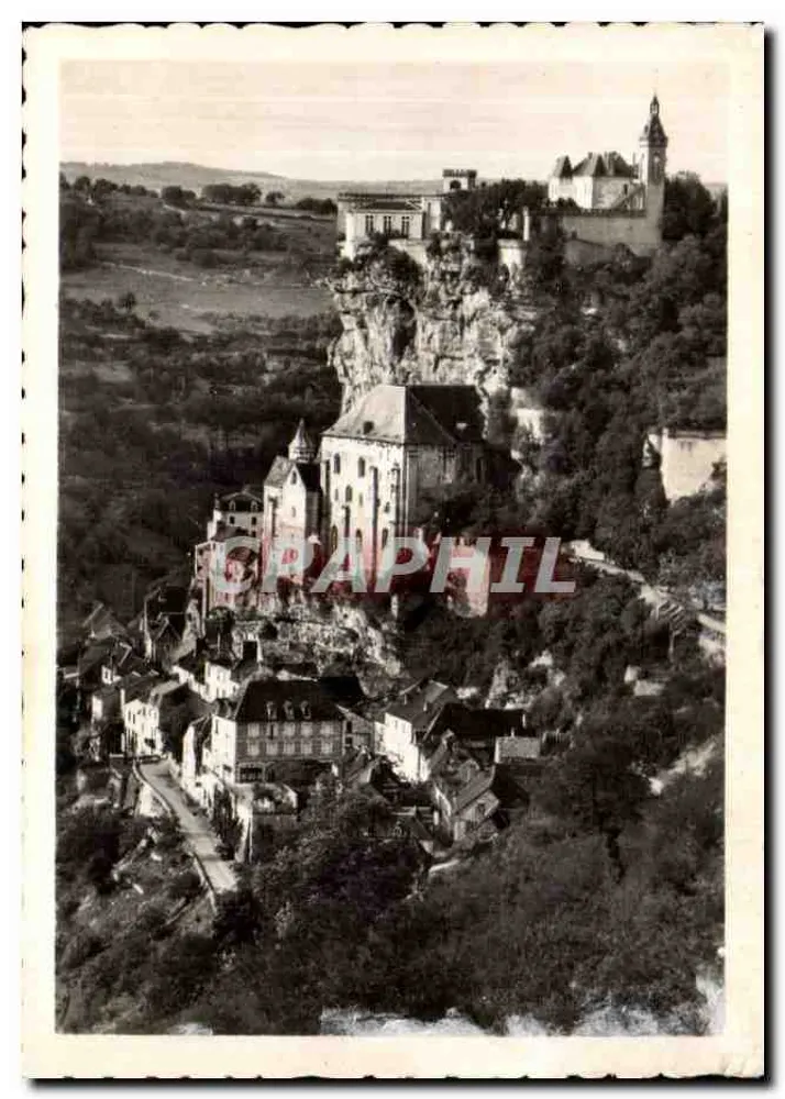 Ville perchée sur falaise — Château et église dominant le village — Edit. YVON - Frente
