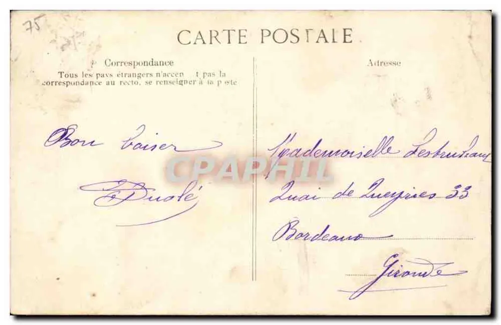 PARIS – Panorama – Jardim das Tuileries — editor C. D. n° 4515 - Verso
