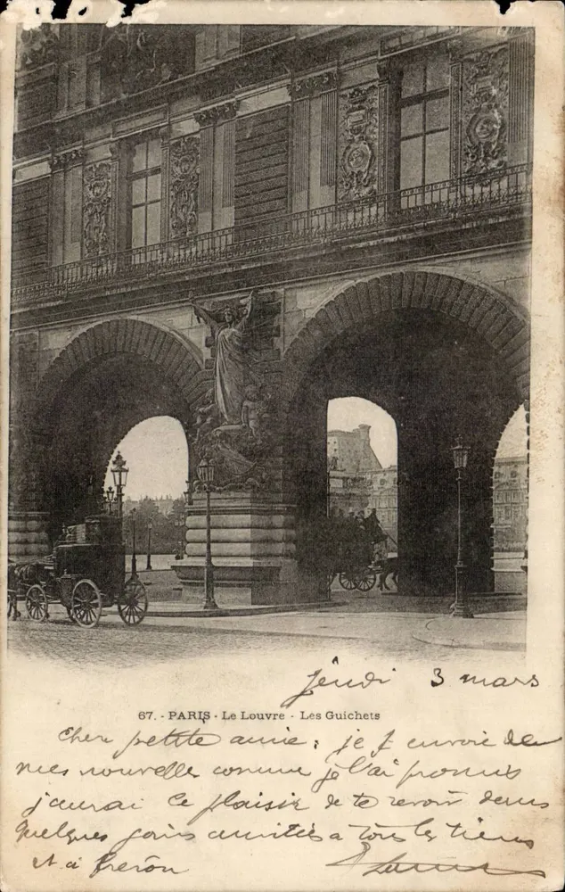 Paris - O Louvre - Os Guichets — editor anônimo, n° 67 - Frente