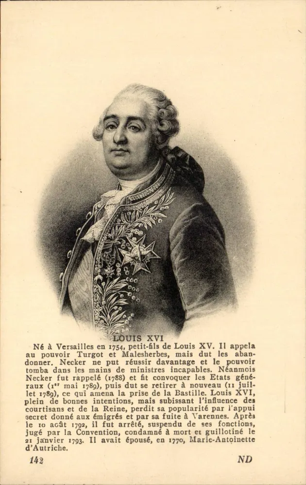 Louis XVI — Kupferstich — A. Mouttet, Verlag, Nr. 142 - Vorderseite