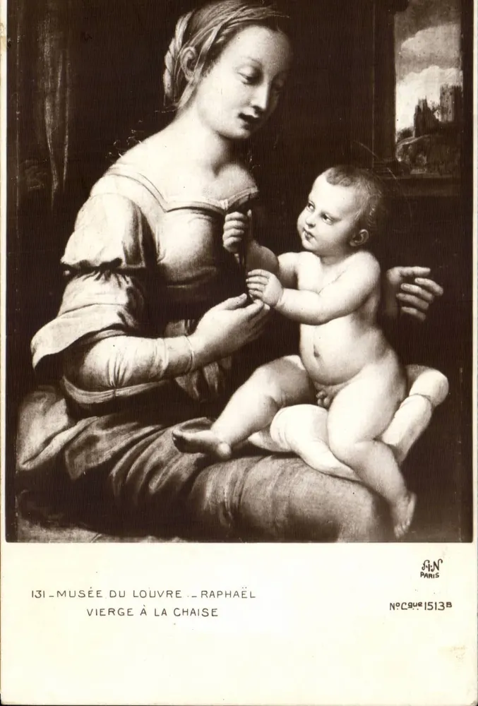 Virgem na cadeira — Raphaël — Museu do Louvre — J.H.N. Paris, n° 1513B - Frente