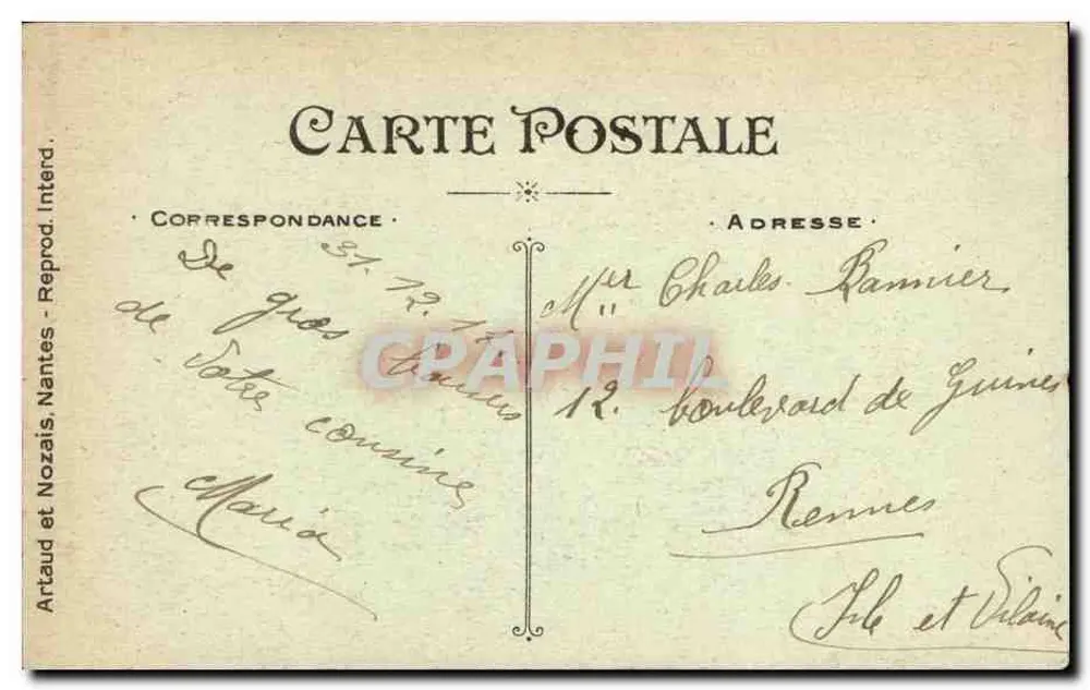 Veilchen — Frohe Neujahr — Artaud et Nozais, Nantes - Rückseite