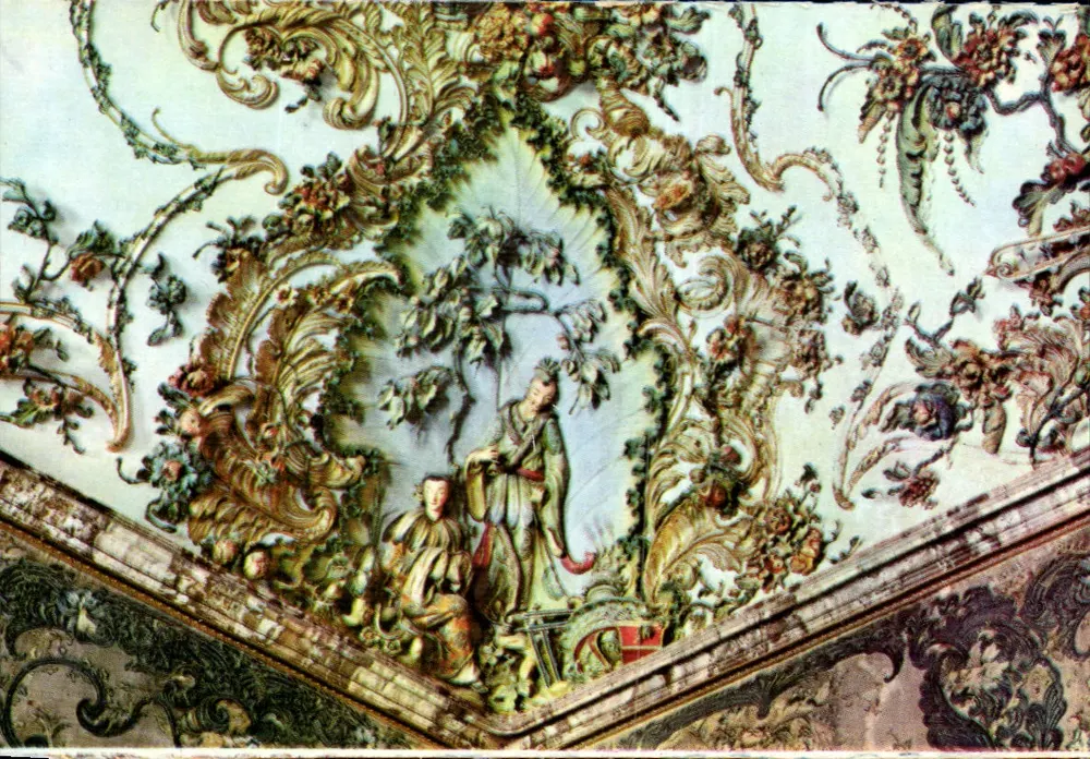 Palacio Real - Salón de Gasparini — szczegół sufitu — Editorial Patrimonio Nacional - Awers