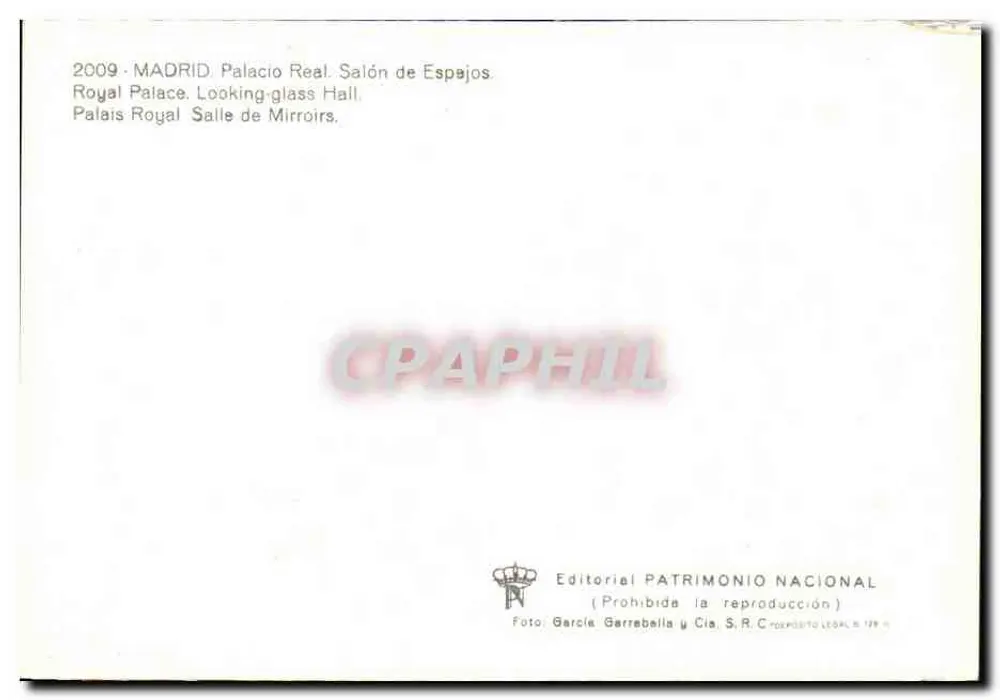 Palácio Real. Salão dos Espelhos — Madrid — Editorial PATRIMONIO NACIONAL - Verso