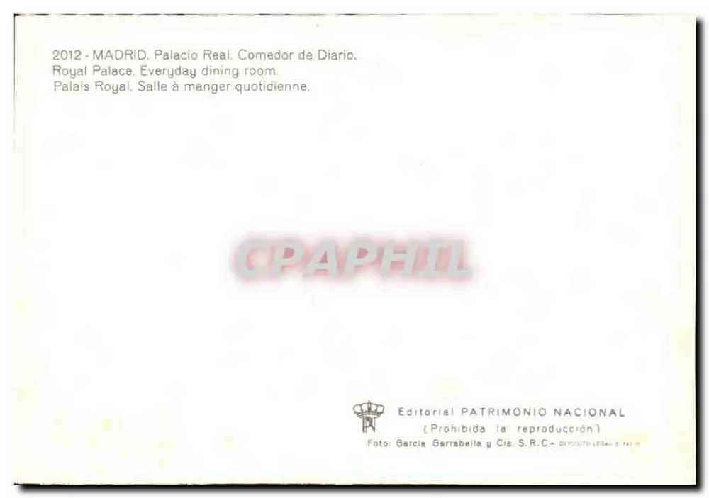 Koninklijk Paleis - Dagelijks eetzaal — Madrid, 2012 — Editorial Patrimonio Nacional - Achterkant