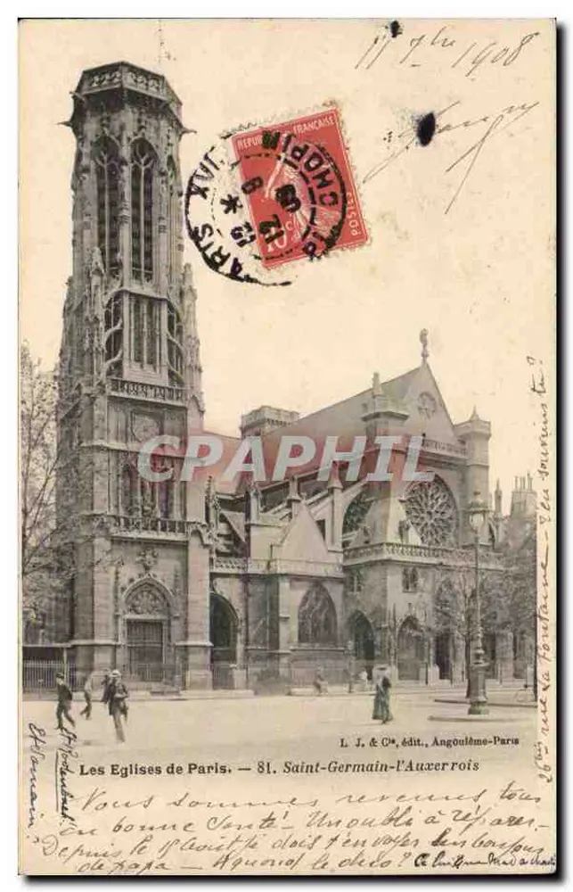 Saint-Germain-l'Auxerrois — Igreja de Paris — L. J. & Cie, Angoulême-Paris - Frente