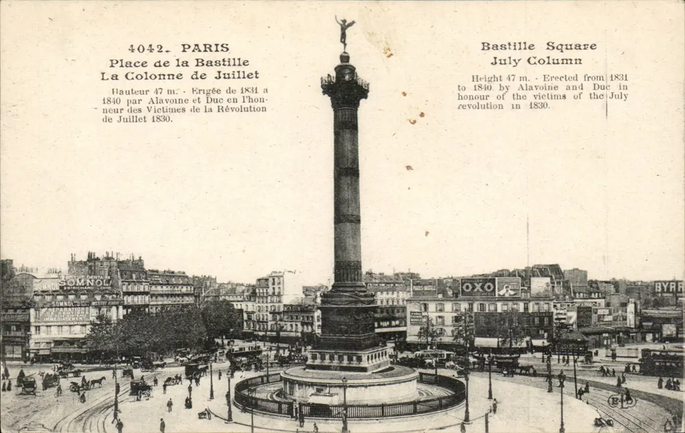 Place de la Bastille — July Column — Verlag SOMNOU, Nr. 4042 - Vorderseite