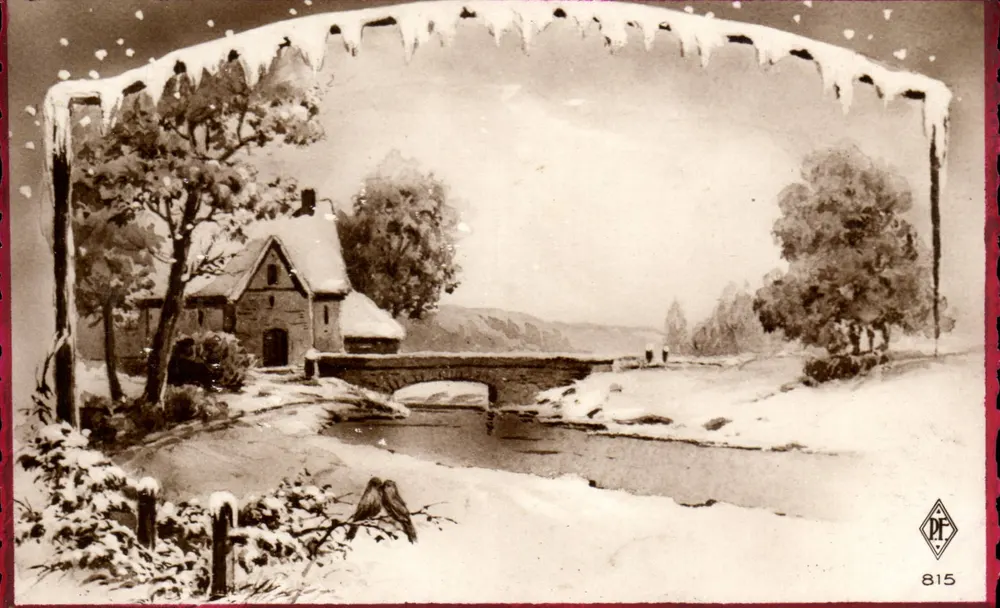 Winterlandschaft mit Brücke und Haus — P.F. 815 - Vorderseite