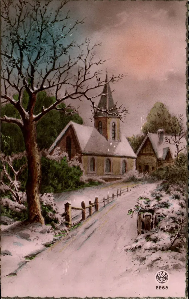 Schneebedeckte Kirche — Winterlandschaft — Verlag Van Noyer, Nr. 2268 - Vorderseite