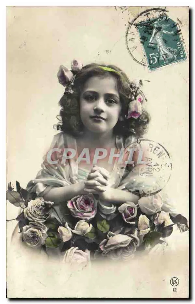Menina com rosas — editor desconhecido, n° 12 - Frente