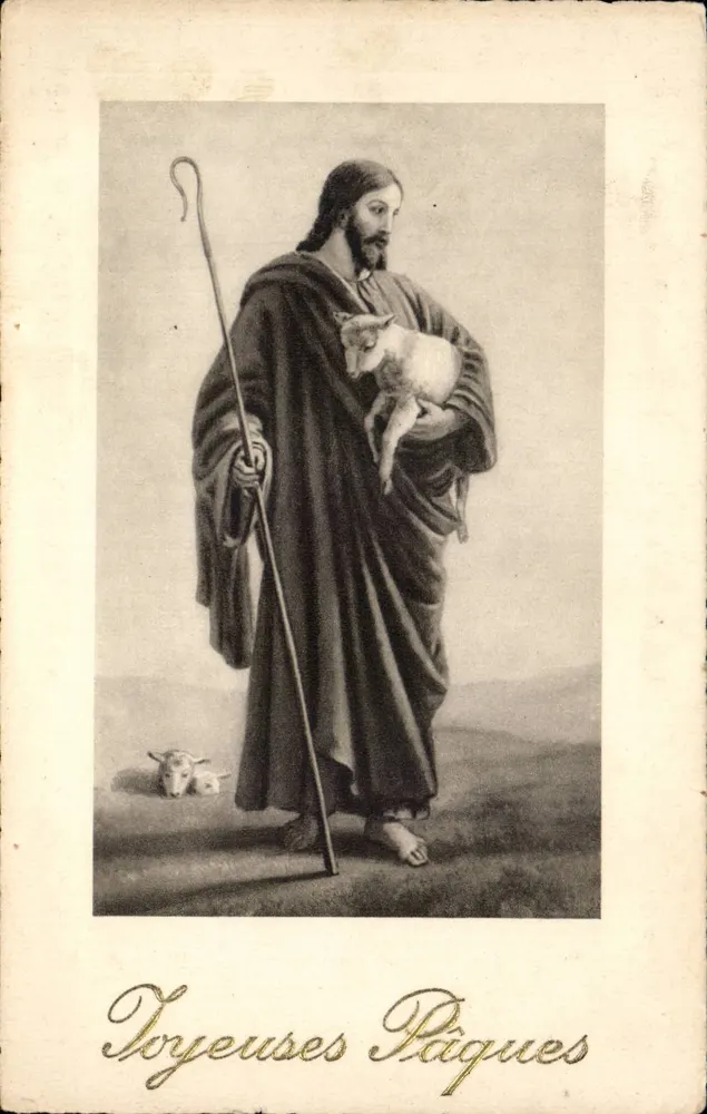 Jesus Christus mit einem Lamm — Frohe Ostern — Nr. 9344 - Vorderseite