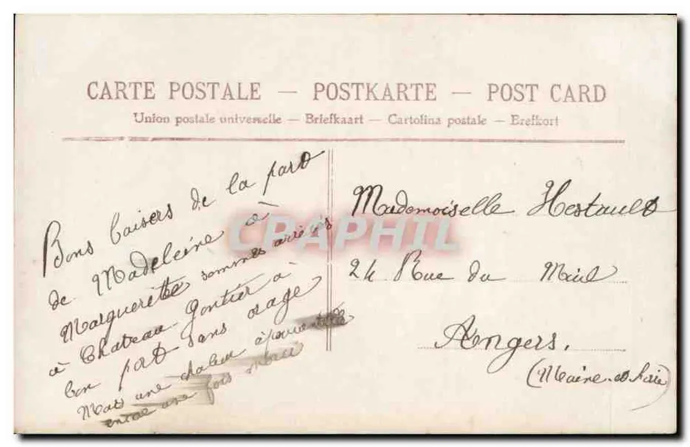 Frau mit Blumengirlande und Blumenstrauß — Aussaat von Blumen und Glück — PRC 4099 - Rückseite