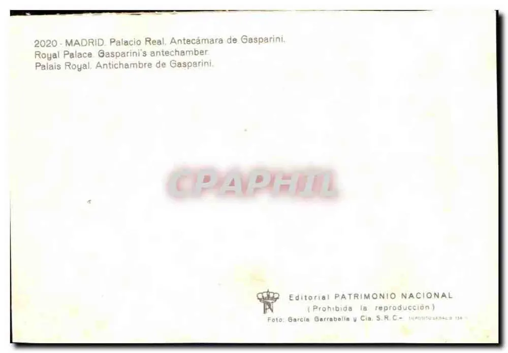 Palácio Real. Antecâmara de Gasparini — Madrid — Editorial Patrimonio Nacional - Verso