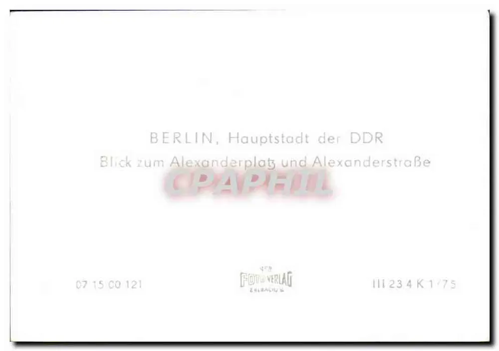 Berlin, Hauptstadt der DDR — Blick zum Alexanderplatz und Alexanderstraße — Fotoverlag Berlin - Rückseite