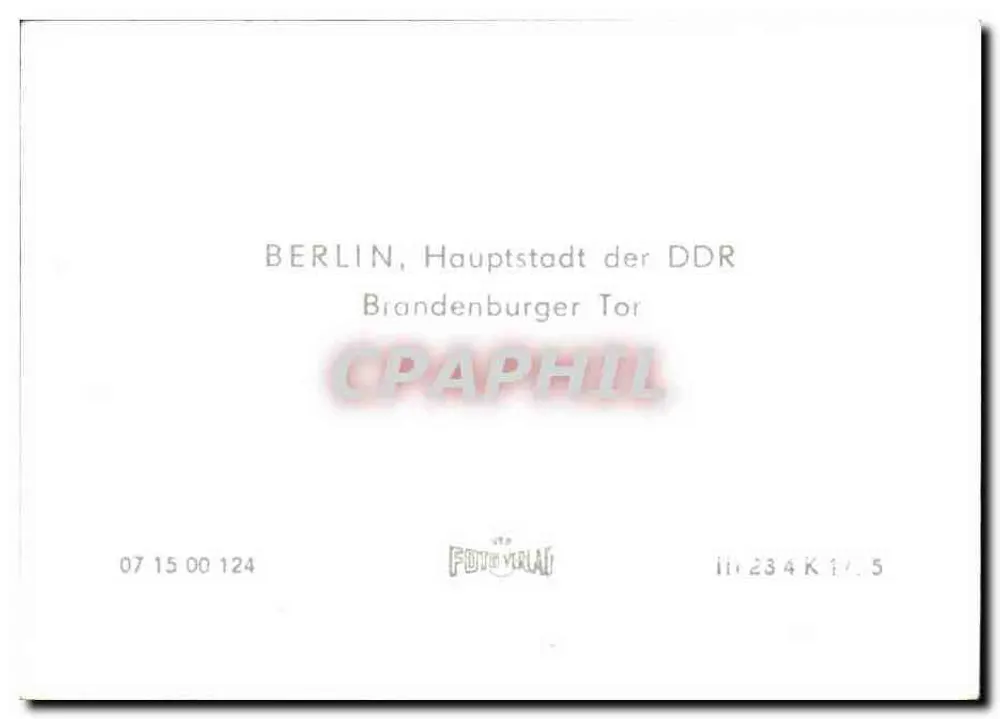 Berlin, Hauptstadt der DDR — Brandenburger Tor — FOTOLAB - Rückseite