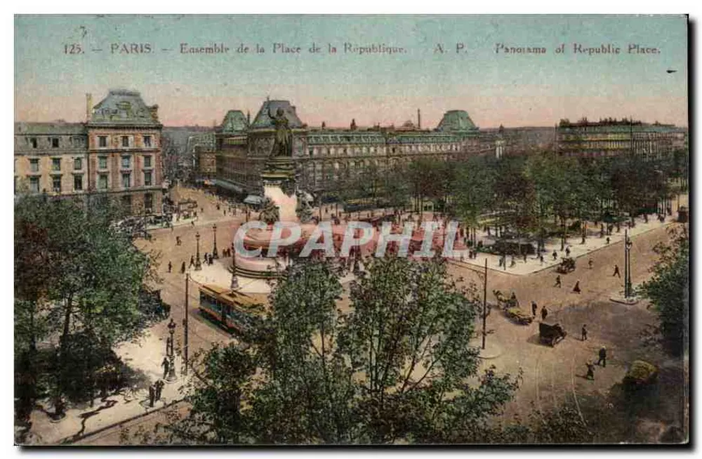 Paris — Conjunto da Praça da República — A.P. Panorama da Praça da República. N° 125 - Frente