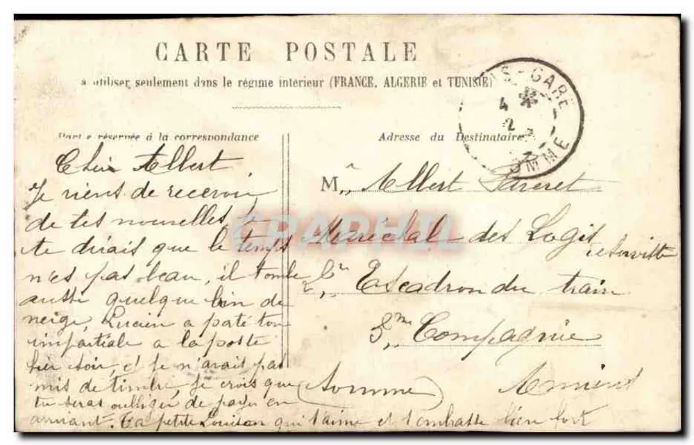 Femme surprise par la poste — scène comique — éditeur non visible - Verso