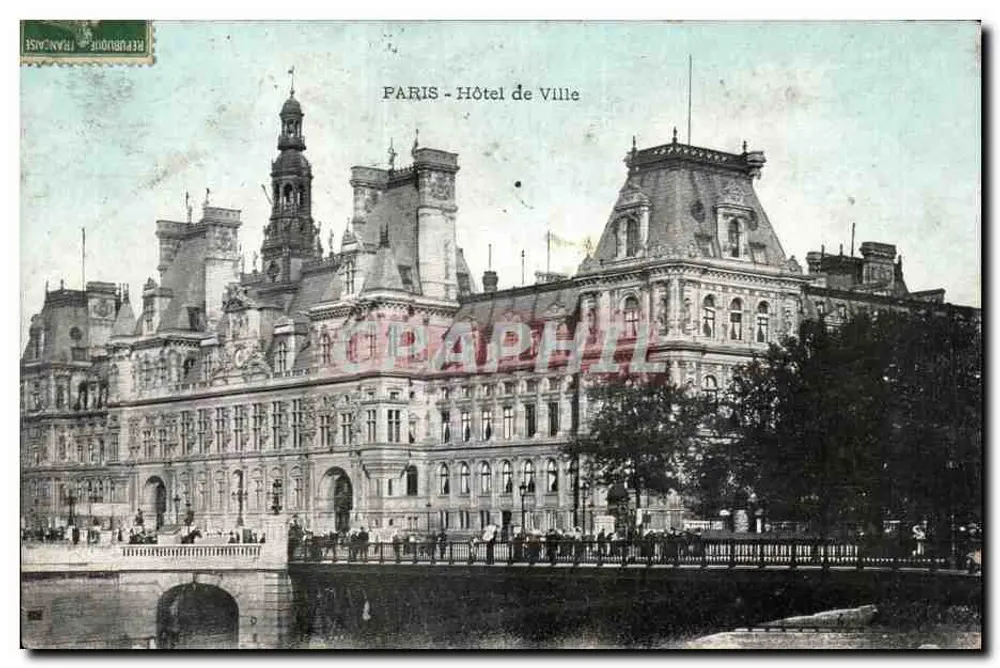 PARIS - Hotel de Ville — vista panorâmica — editor não identificado - Frente