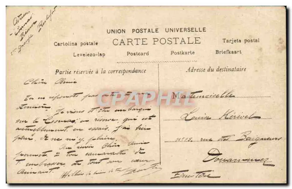 Couple amoureux — scène de studio — éditeur C. D. n° 1572 - Verso