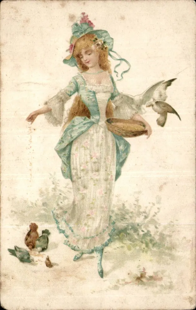 Jeune fille nourrissant des oiseaux — Unsere Lieblinge, série 7, n°4 - Recto