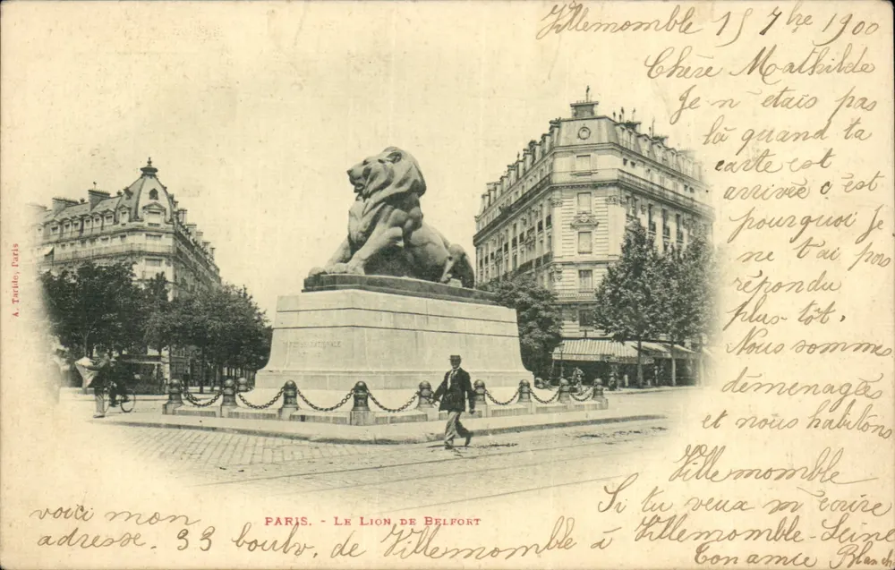 Paris - O Leão de Belfort — editor A. Turtile, Paris, número de série não visível - Frente