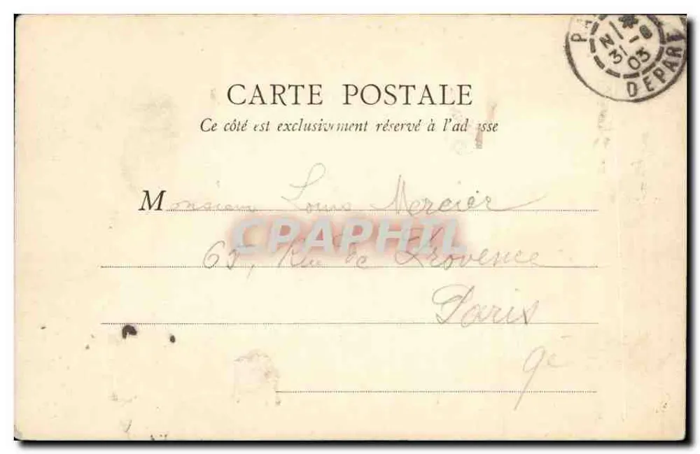 PARIS — Instituto da França — B. F., Paris, n° 216 - Verso