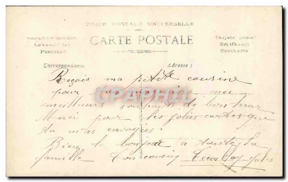 Junge Frau in besticktem Kleid — Erinnerung — Verleger: Laverlois (um 1900) - Rückseite