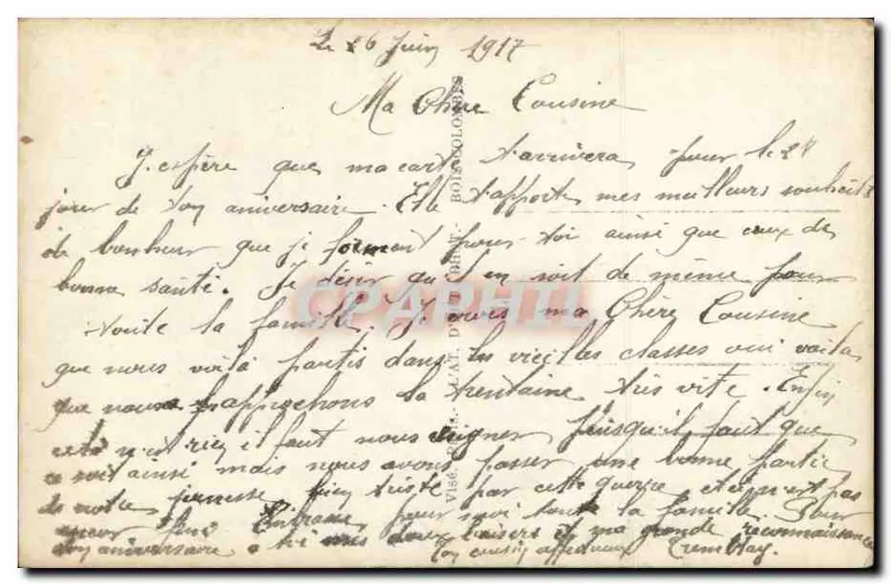 Femme en robe de style 1910 — tenant un bouquet — éditée par Furia n° 593 - Verso