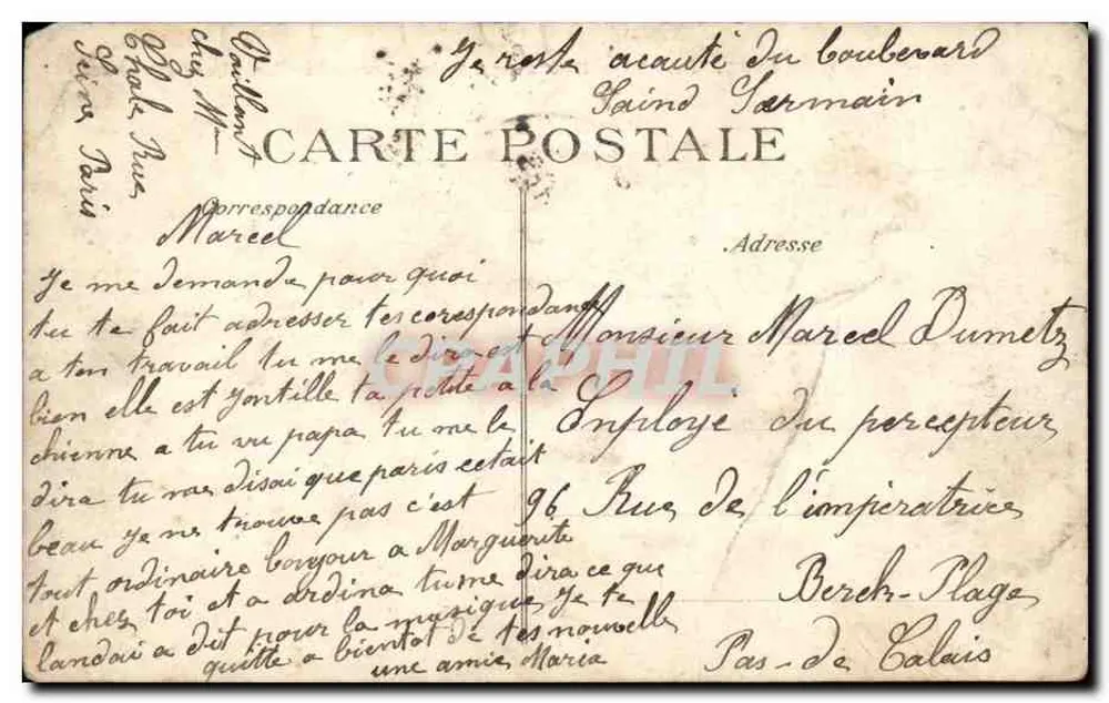 Paryż — Bulwar Saint-Germain — Plac Maubert — Wydawca E.D. n°4633 - Rewers