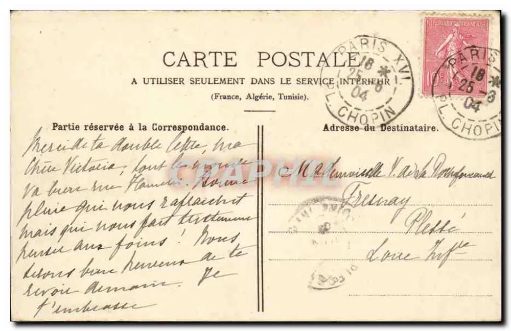 Paris — O Arco do Triunfo — P. Marmuse, Paris, n°1 - Verso
