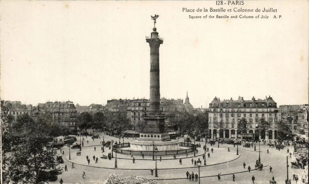 Place de la Bastille und Säule vom 17. Juli — Paris — A. Papeghin, Tours - Vorderseite