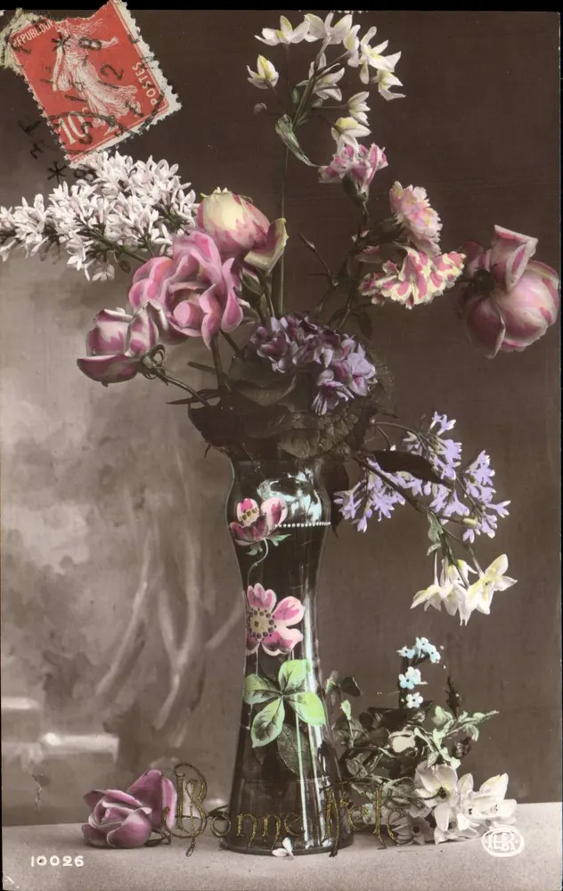 Blumenstrauß — Frohe Geburtstagsgrüße — Verlag V. LILLY, Nr. 10026 - Vorderseite