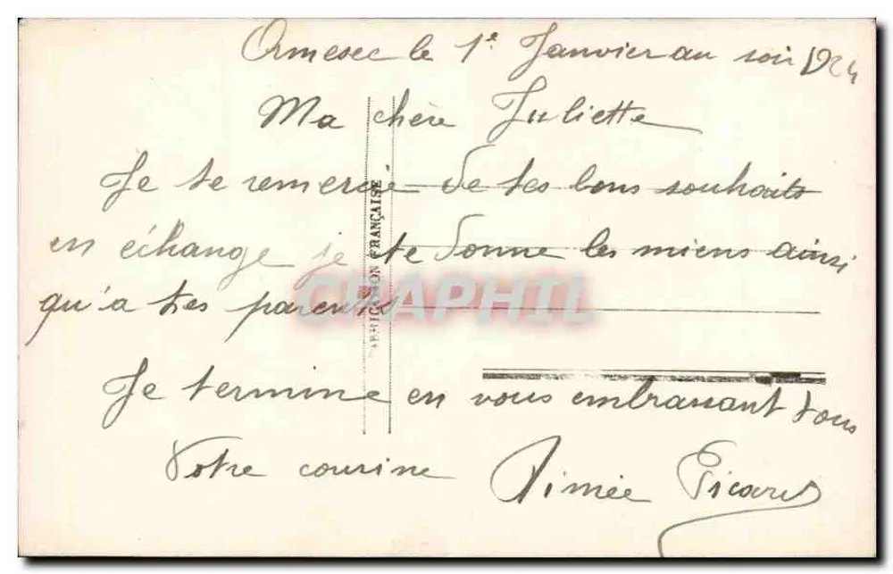 Jeune femme tenant un bouquet — Bonne Année — G.B. Paris 740 - Verso
