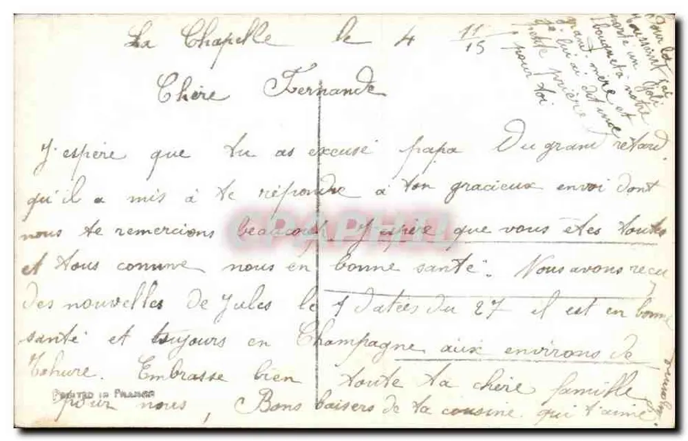 Jeune femme en robe verte et rose — scène de jardin — éditeur J.K. n° 234 - Verso