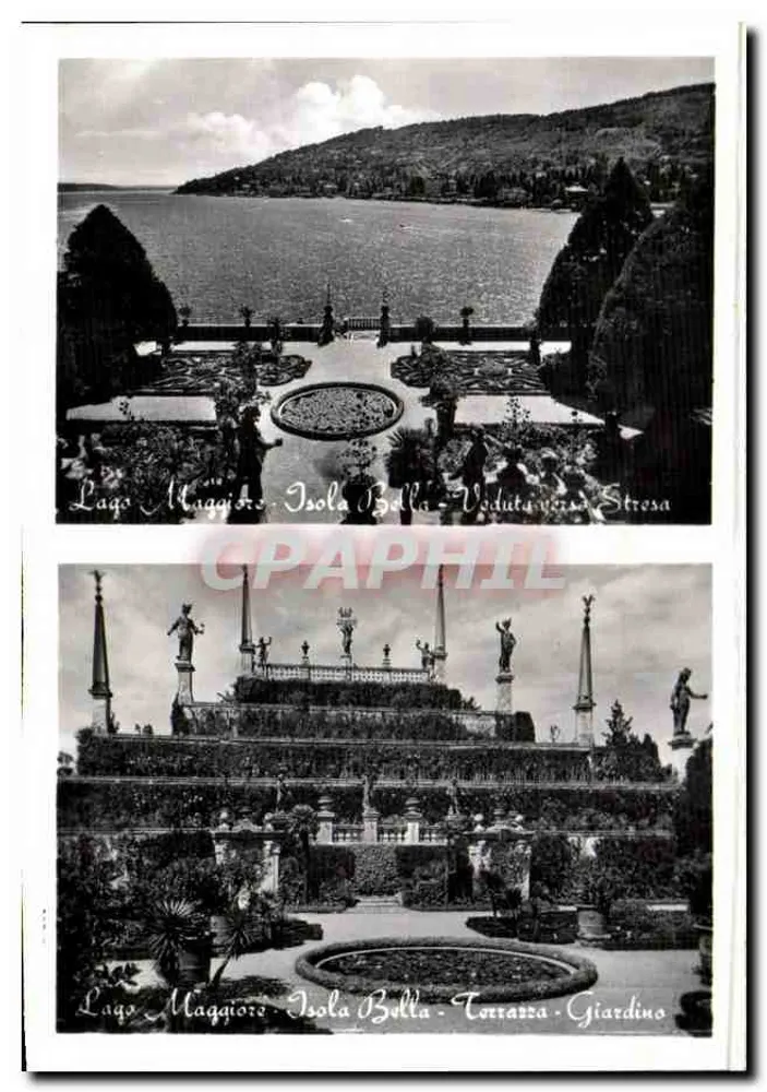 Lago Maggiore - Isola Bella - Vista em direção a Stresa - Jardim - Frente