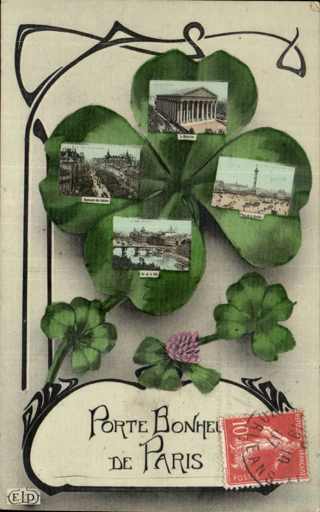 Porte Bonnel von Paris — Vier Ansichten von Paris auf einem Kleeblatt — Verlag E.L.D. - Vorderseite