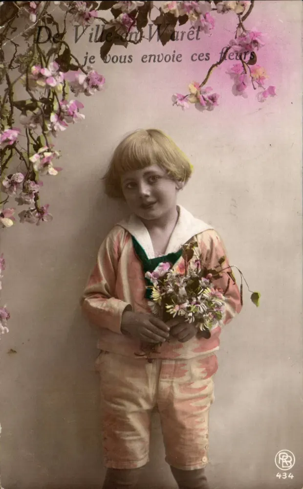 Kind mit Blumenbouquet — Ville-sur-Warêt — Verlag R.B. Nr. 434 - Vorderseite