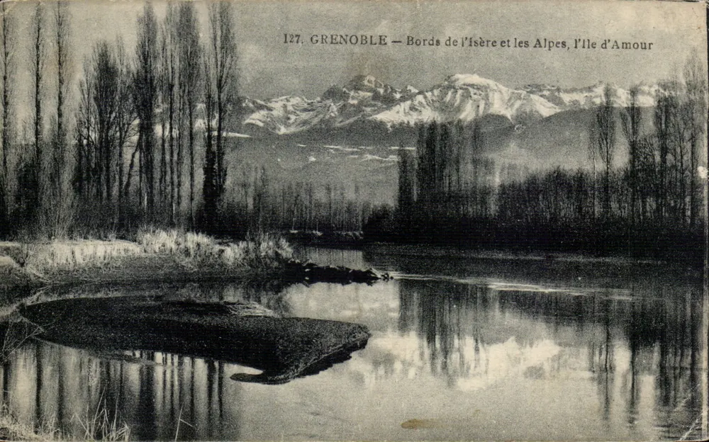 Grenoble — Bords de l'Isère et les Alpes, l'Île d'Amour — GAUDE, phot.édit. - Recto